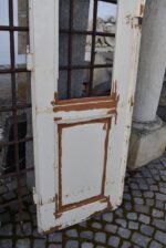 Starožitné dvoukřídlé smrkové kazetové dveře 222×132 cm ze závěru 19. století