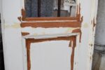 Starožitné dvoukřídlé smrkové kazetové dveře 222×132 cm ze závěru 19. století