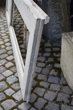 Starožitné dvoukřídlé smrkové kazetové dveře 222×132 cm ze závěru 19. století