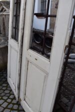 Starožitné dvoukřídlé smrkové kazetové dveře 222×132 cm ze závěru 19. století