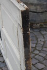 Starožitné prosklené smrkové rámové dveře se dvěma spodními kazetami