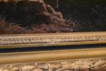 Starožitný tisk na plátně Karlštejn dle Huga Ullika 1872 v původním zlaceném rámu