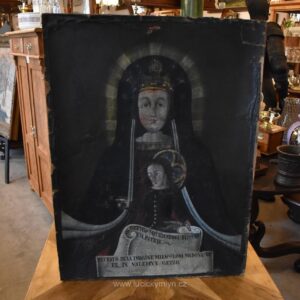 Starožitná votivní malba Madonna del Sangue di Re, olej na plátně, 1. pol. 19. století.