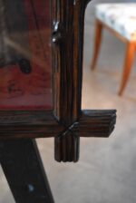 Starožitný řezaný rám z lipového dřeva s kolorovaným tiskem habsburské panovnické rodiny s Františkem Josefem I.