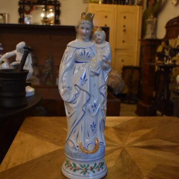 Ručně malovaná porcelánová Madona s Ježíškem na měsíčním srpku