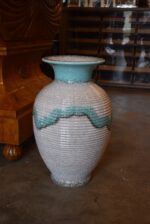Velká prvorepubliková podlahová váza Ditmar Urbach s tyrkysovou krakelovanou glazurou