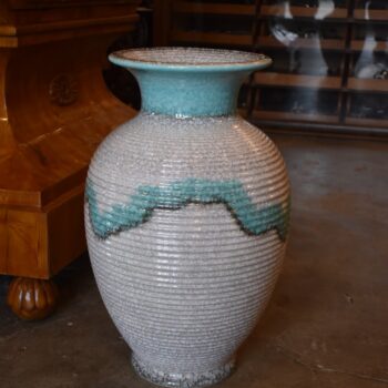 Velká prvorepubliková podlahová váza Ditmar Urbach s tyrkysovou krakelovanou glazurou
