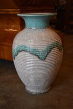 Velká prvorepubliková podlahová váza Ditmar Urbach s tyrkysovou krakelovanou glazurou