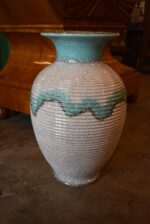 Velká prvorepubliková podlahová váza Ditmar Urbach s tyrkysovou krakelovanou glazurou