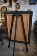 Velké starožitné nástěnné zrcadlo v hlubokém zlatém rámu blondel s akantovým dekorem