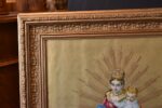 Starožitný poutní obraz Panny Marie Svatohostýnské s Ježíškem v původním zlaceném rámu