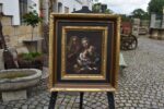 Starožitný barokní obraz Svatá rodina s šerosvitem, olej na plátně, 17.–18. stol.