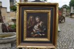 Starožitný barokní obraz Svatá rodina s šerosvitem, olej na plátně, 17.–18. stol.