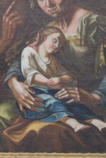 Starožitný barokní obraz Svatá rodina s šerosvitem, olej na plátně, 17.–18. stol.