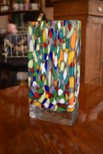 Modernistická pestrobarevná mozaiková váza millefiori připisovaná Ateliéru Beránek, výška 30 cm.