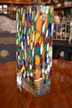 Modernistická pestrobarevná mozaiková váza millefiori připisovaná Ateliéru Beránek, výška 30 cm.