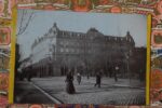 Unikátní obraz Hotel Waldek Plzeň s rakousko-uherskou orlicí z cigarových pásků okolo roku 1900.