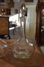 Starožitná sada karaf Port, Sherry a Mandarin z čirého broušeného skla.