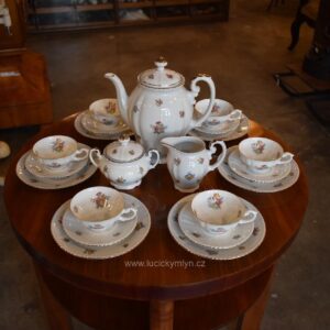 Starožitný porcelánový servis Dürrbeck & Ruckdäschel Weißenstadt pro 6 osob z okolo 1930.