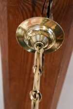 Starožitné řetízkové světlo ART-DECO s ručně malovaným kubizujícím skleněným stínidlem.