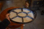 Starožitná servírovací sada Booths Silicon China s dřevěným podnosem ve stylu ART-DECO.