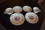 Starožitné porcelánové šálky s podšálky Franz Manka Stará Role, pár.